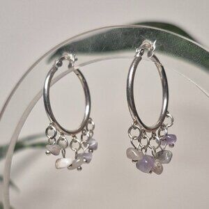 AMETHYST Handmade 925 Sterling Silver Hoops